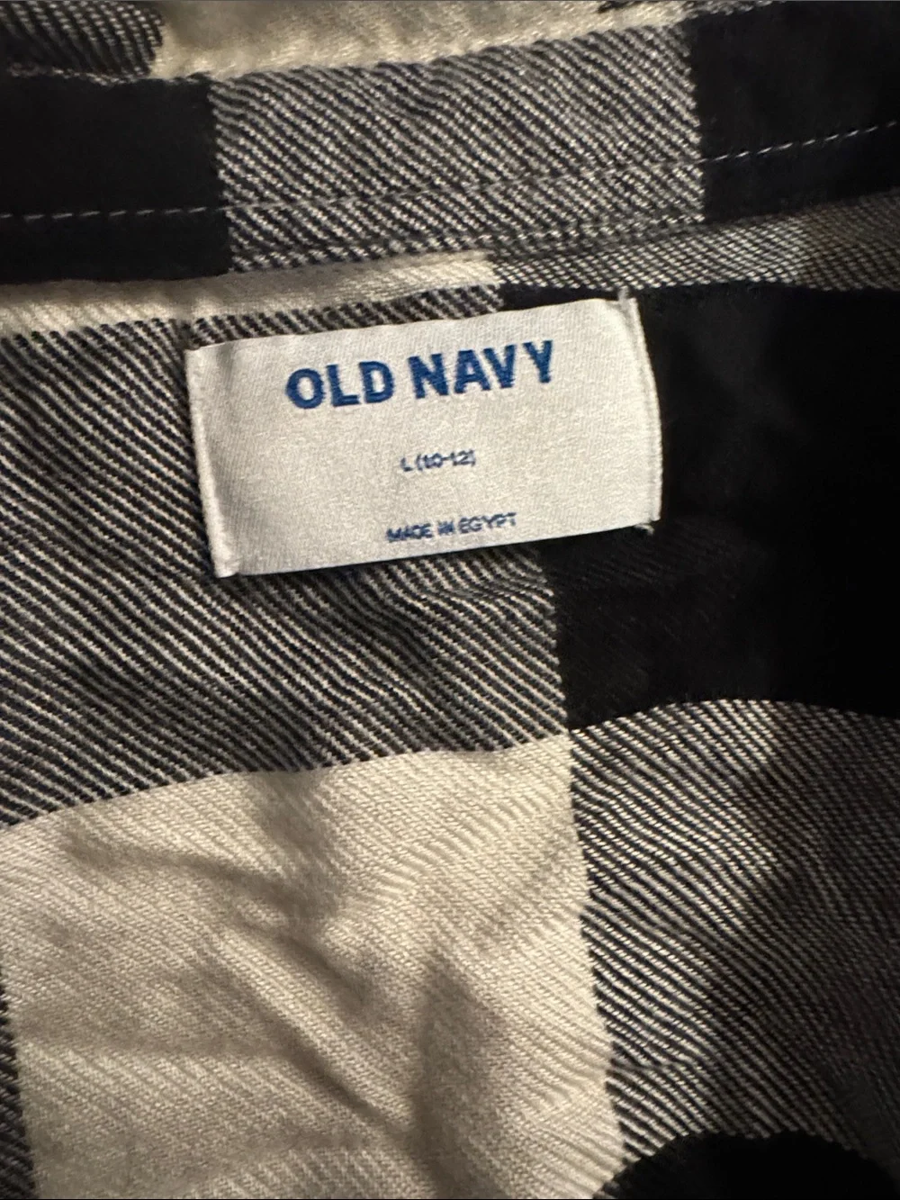 Old Navy Black and White Buffalo Plaid Button-Down Shirt - Kids
